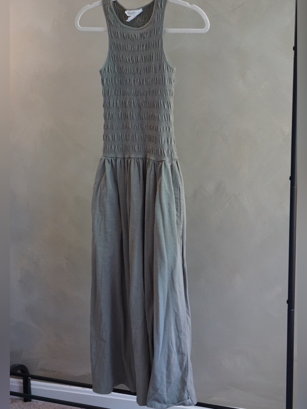 Smocked Waist Maxi Skirt in Slate Green
